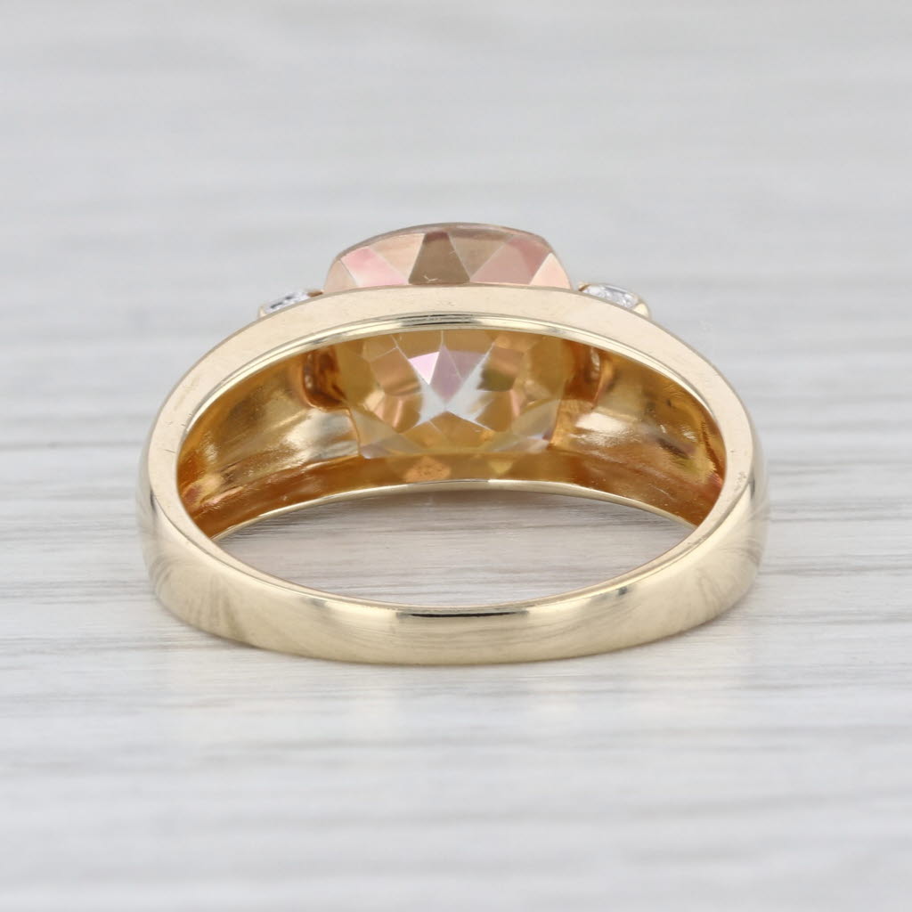 3.52ctw Orange Mystic Topaz Diamond Ring 14k Yellow Gold Size 7.25