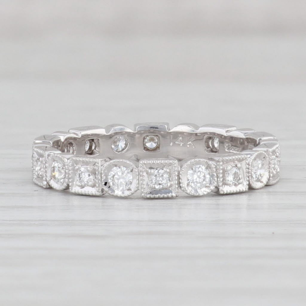 Light Gray New 0.38ctw Diamond Eternity Ring 14k White Gold Wedding Band Stackable Size 6.5
