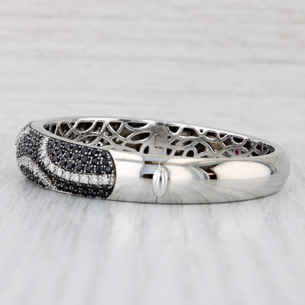 Light Gray 4.55ctw Sapphire Diamond Bangle Bracelet 18k White Gold 6.75" Roberto Coin