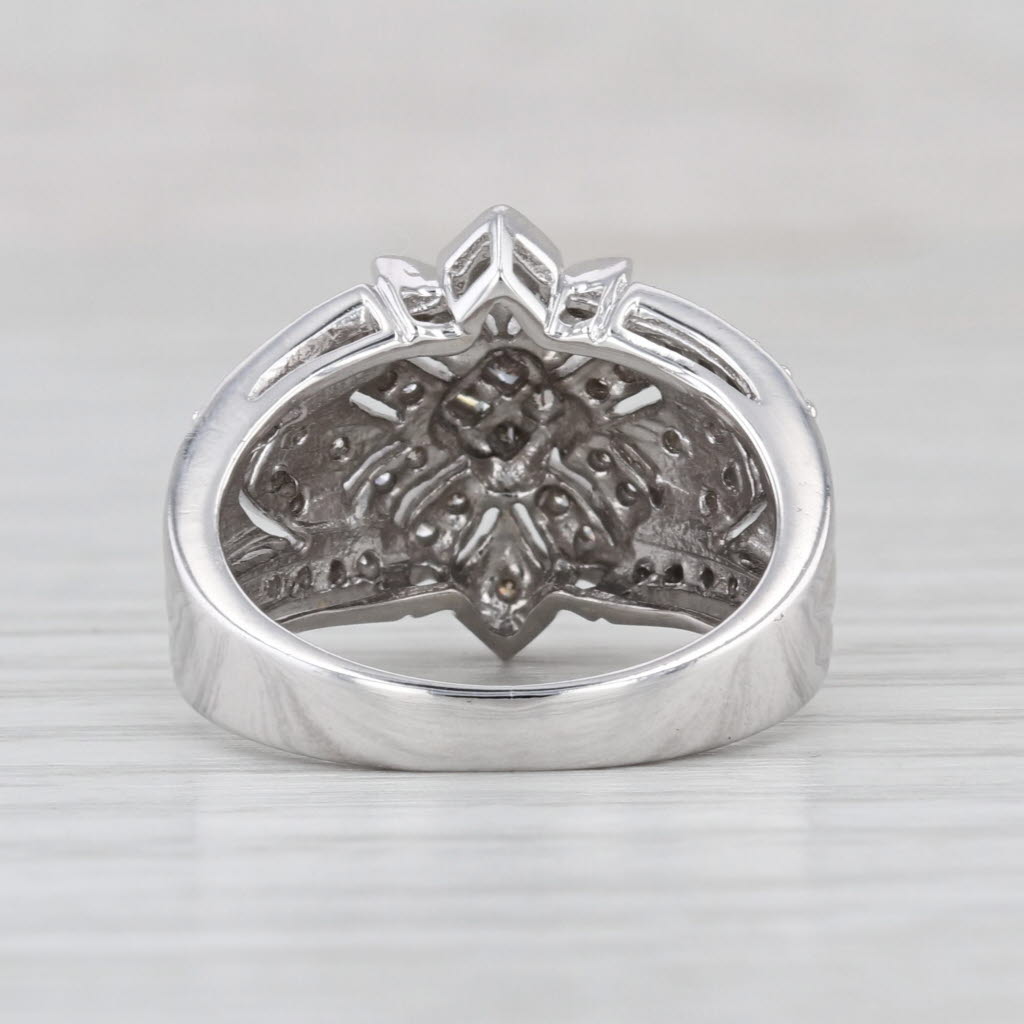 0.35ctw Diamond Flower Ring 10k White Gold Size 5.75-6 Cocktail