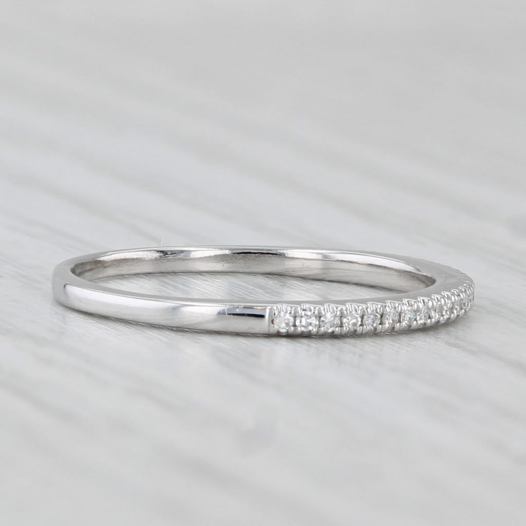 Light Gray 0.10ctw Diamond Wedding Ring 14k White Gold Size 5.75 Stackable Anniversary Band