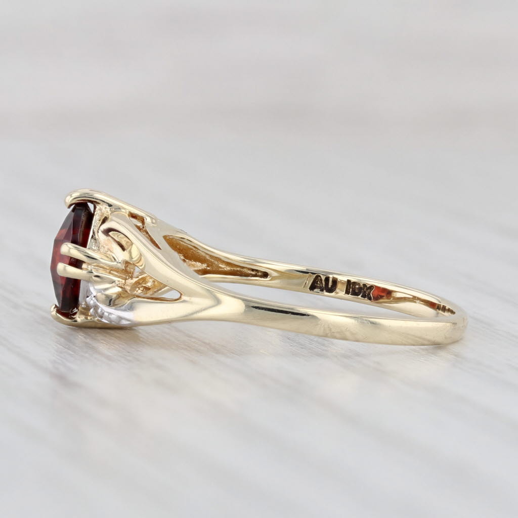 Light Gray 1ct Garnet Diamond Ring 10k Yellow Gold Size 7.25 Cushion Cut Solitaire