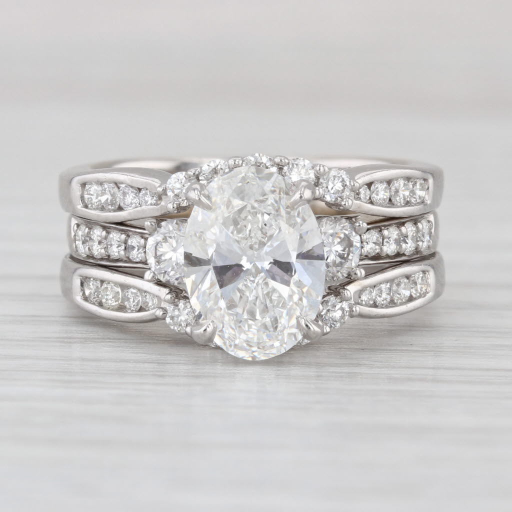 2.74ctw IGI Lab Created Diamond Engagement Ring Wedding Band Jacket 14k Gold