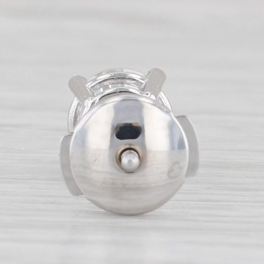 Light Gray Single 0.62ct Round Diamond Solitaire Stud Earring 14k White Gold