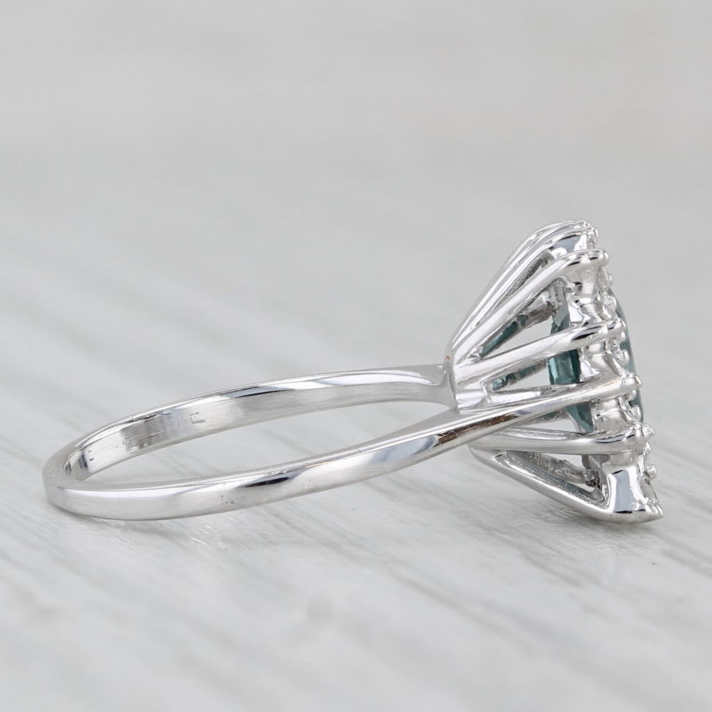 Light Gray 1.30ctw London Blue Sapphire Diamond Halo Ring 18k White Gold Size 4.75