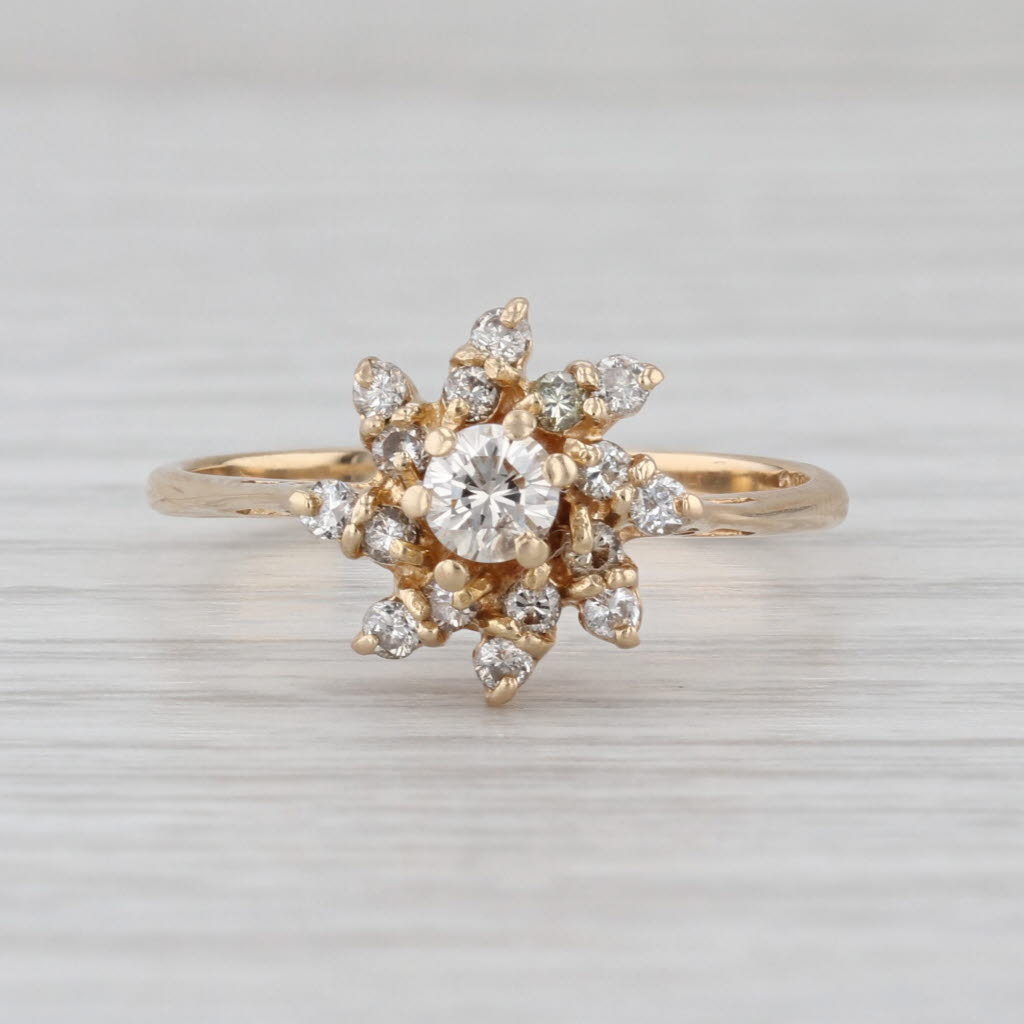 0.44ctw Diamond Flower Halo Engagement Ring 14k Yellow Gold Size 8