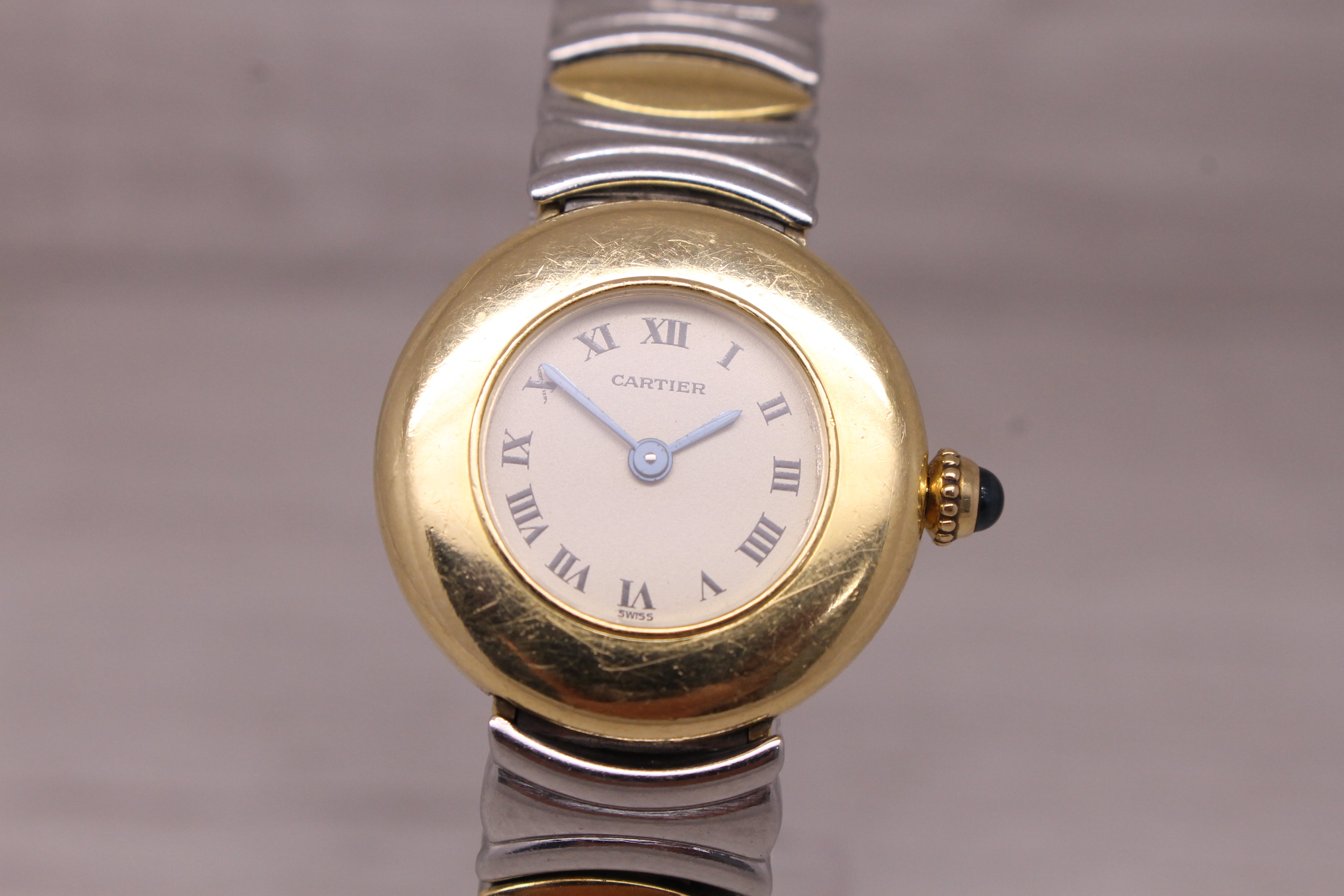 Vintage Cartier Baignoire 24mm Ladies 18k & Steel Quartz Wrist Watch 8057908C
