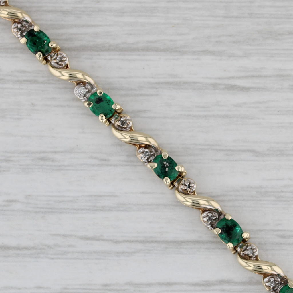 Gray 2.38ctw Emerald Diamond Tennis Bracelet 10k Yellow Gold 7" 3.6mm