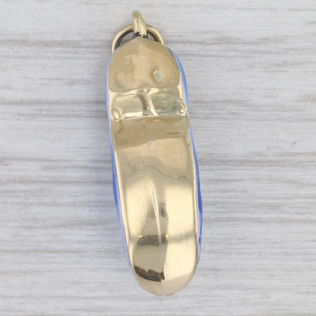 Gray Pastoral Scene Dutch Clog Charm 14k Gold Enamel Pendant International Hallmarks