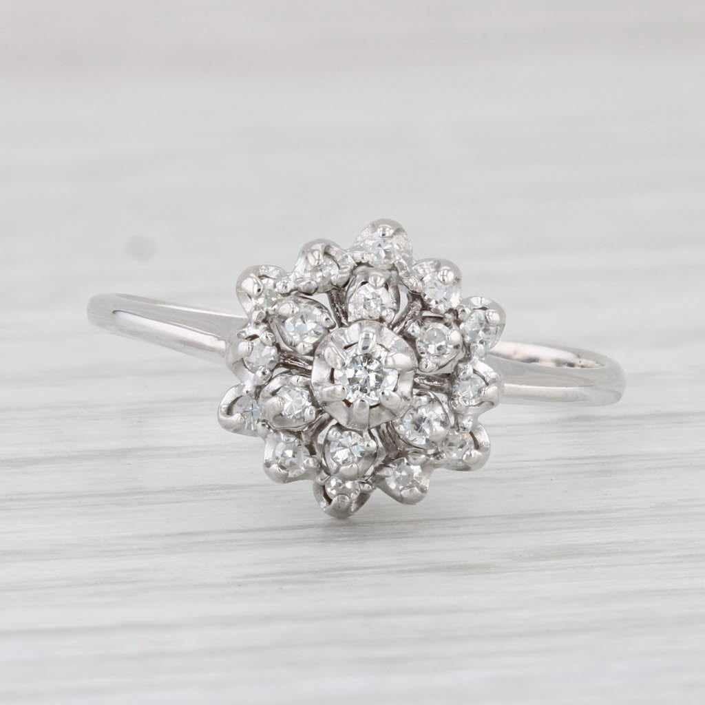 Light Gray 0.21ctw Diamond Cluster Ring 14k White Gold Size 8.5 Engagement