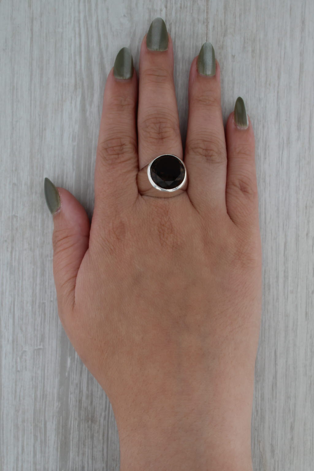 Vintage 10.50ct Smoky Quartz Ring Sterling Silver Size 10.5 - 10.75 Statement
