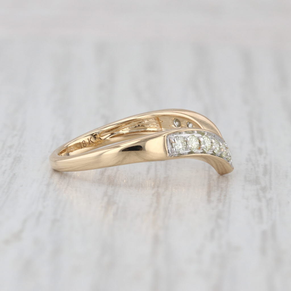 0.28ctw Diamond Contoured Wedding Band Guard Stackable Ring 18k Yellow Gold Sz 7