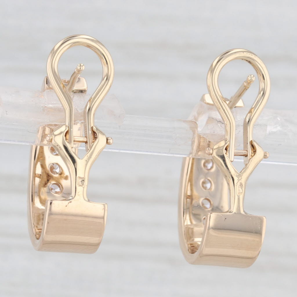 Light Gray 0.58ctw Diamond Journey J-Hook Earrings 14k Yellow Gold Omega Backs