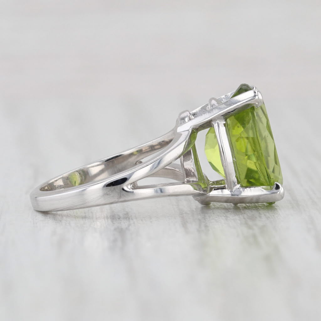 5.25ct Oval Peridot Solitaire Ring 14k White Gold Size 3.5