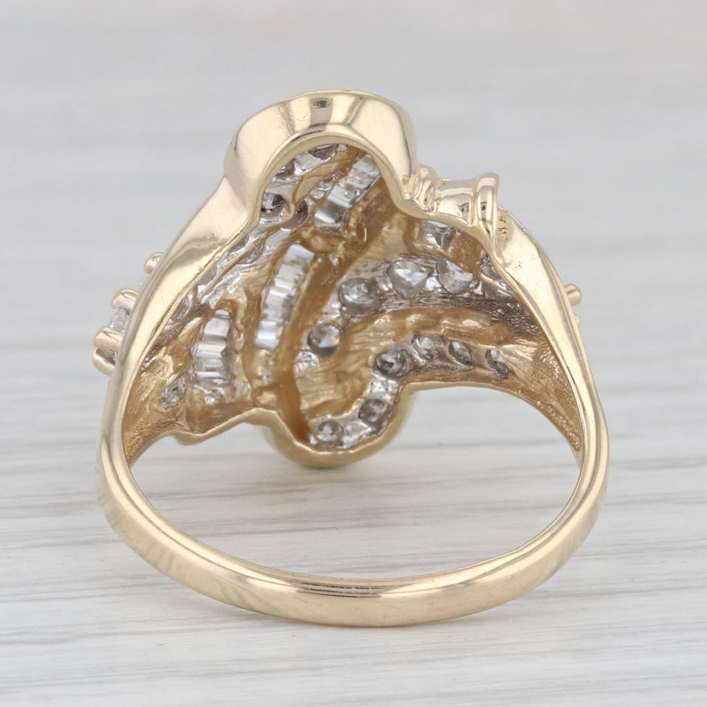 Light Gray 0.85ctw Diamond Bypass Ring 14k Yellow Gold Size 10.75