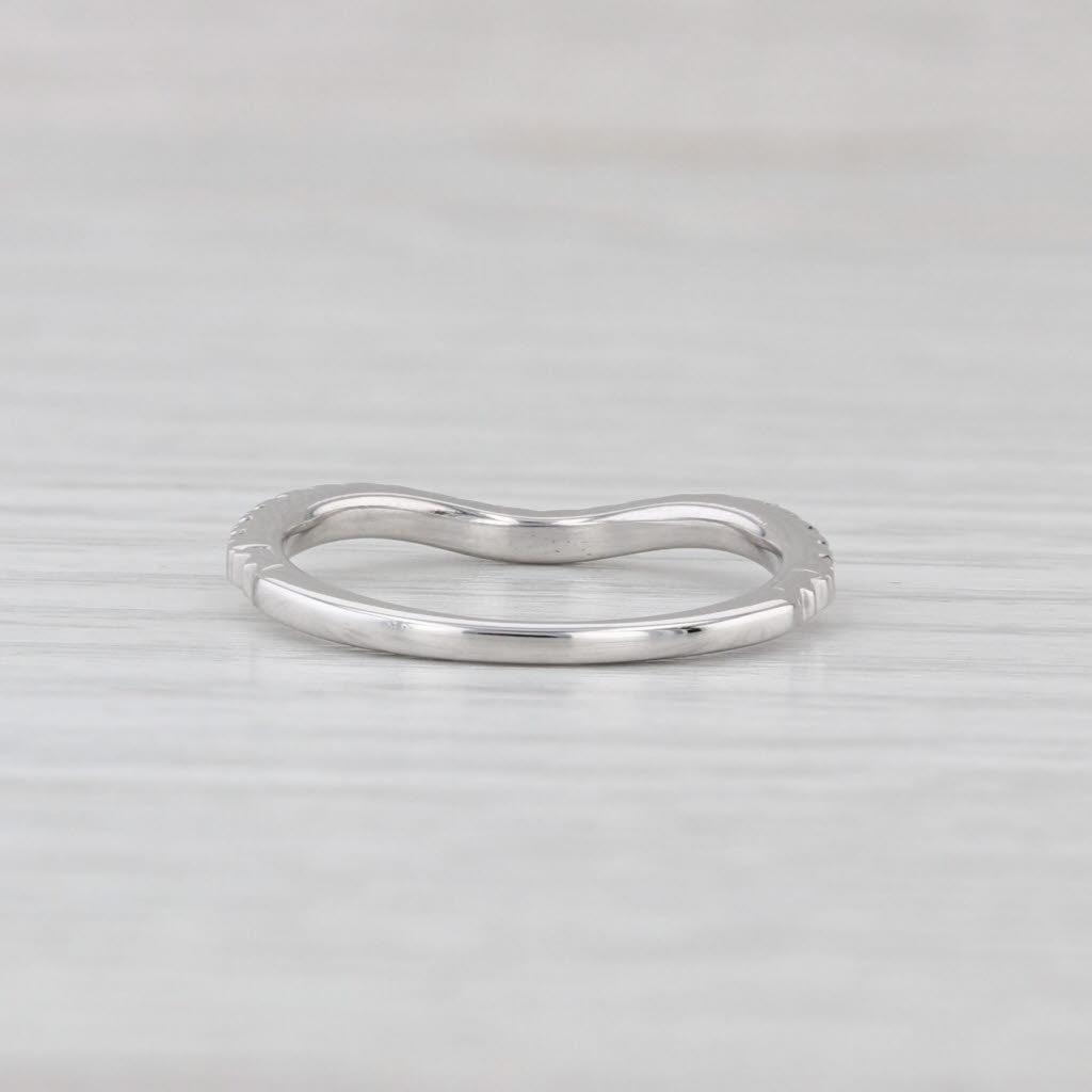 0.20ctw Diamond Contoured Ring 14k White Gold Wedding Band Size 5.5 Stackable