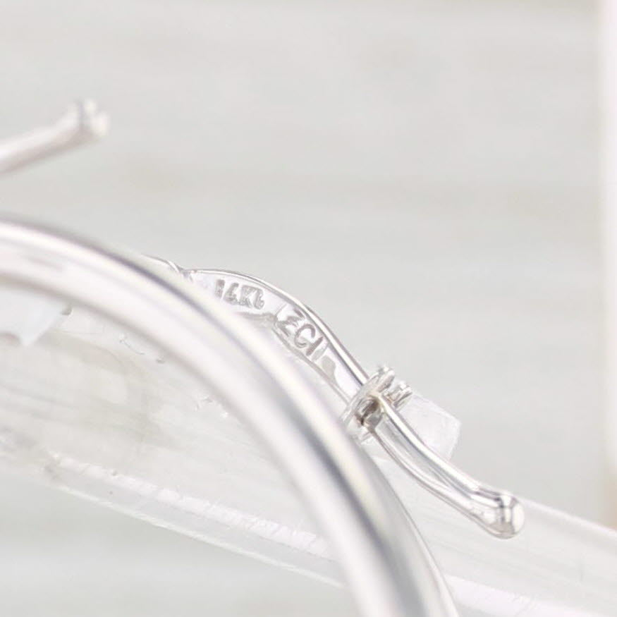Light Gray New Round Hoop Earrings 14k White Gold Snap Top Hoops 2 x 40 mm