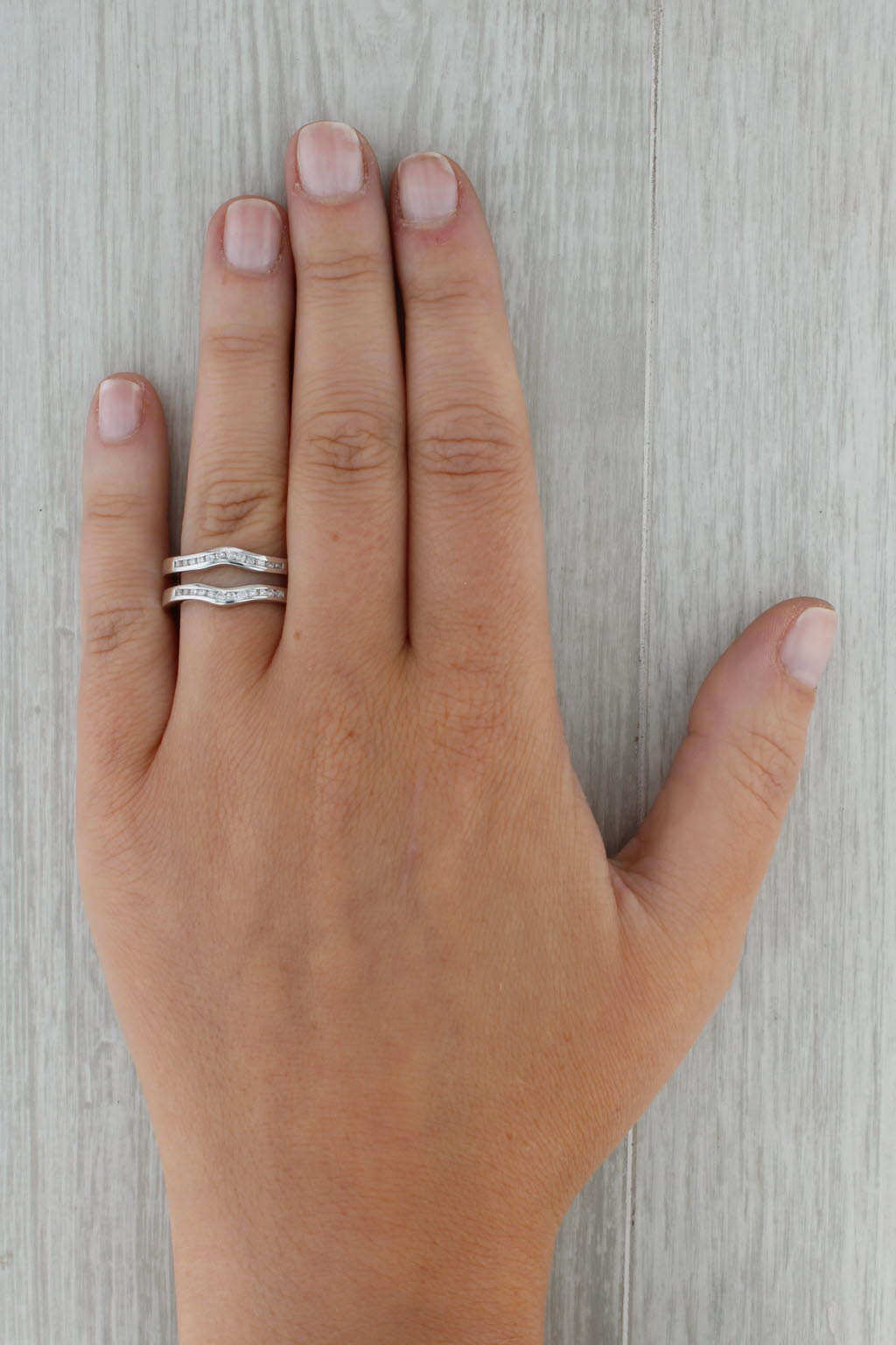 Rosy Brown 0.24ctw Diamond Ring Jacket Guard 14k White Gold Size 7 Wedding Band