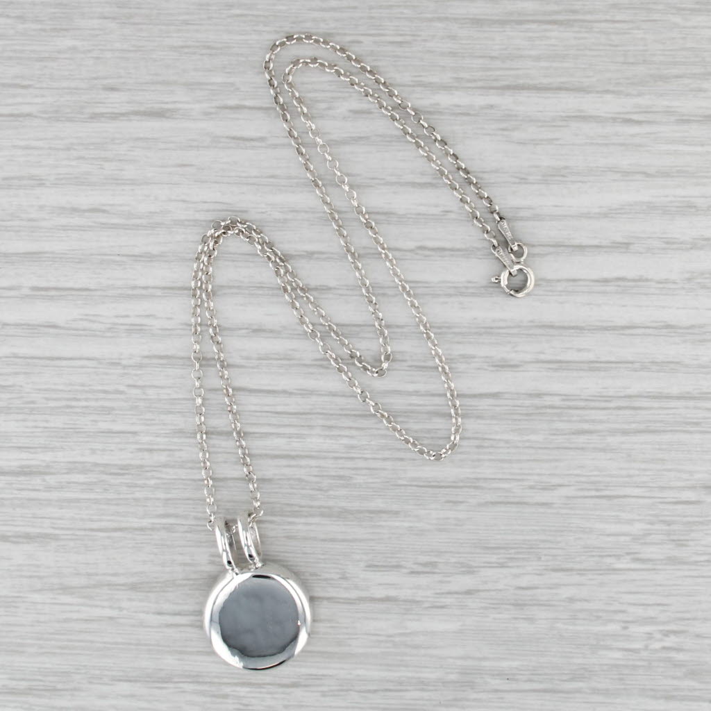Engravable Medallion Pendant Necklace Sterling Silver 18" Cable Chain