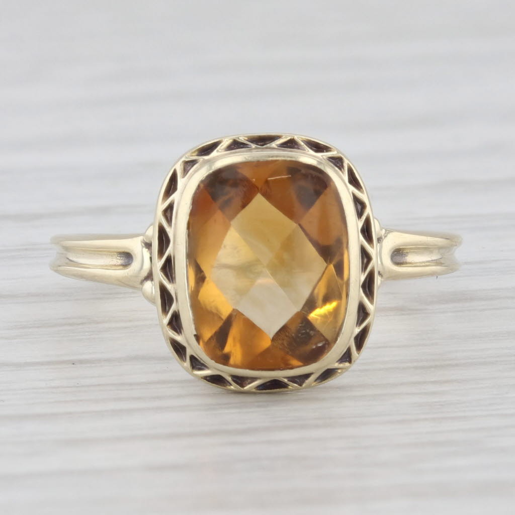 Light Gray 1.85ct Cushion Cut Citrine Solitaire Ring 10k Yellow Gold Size 5.5
