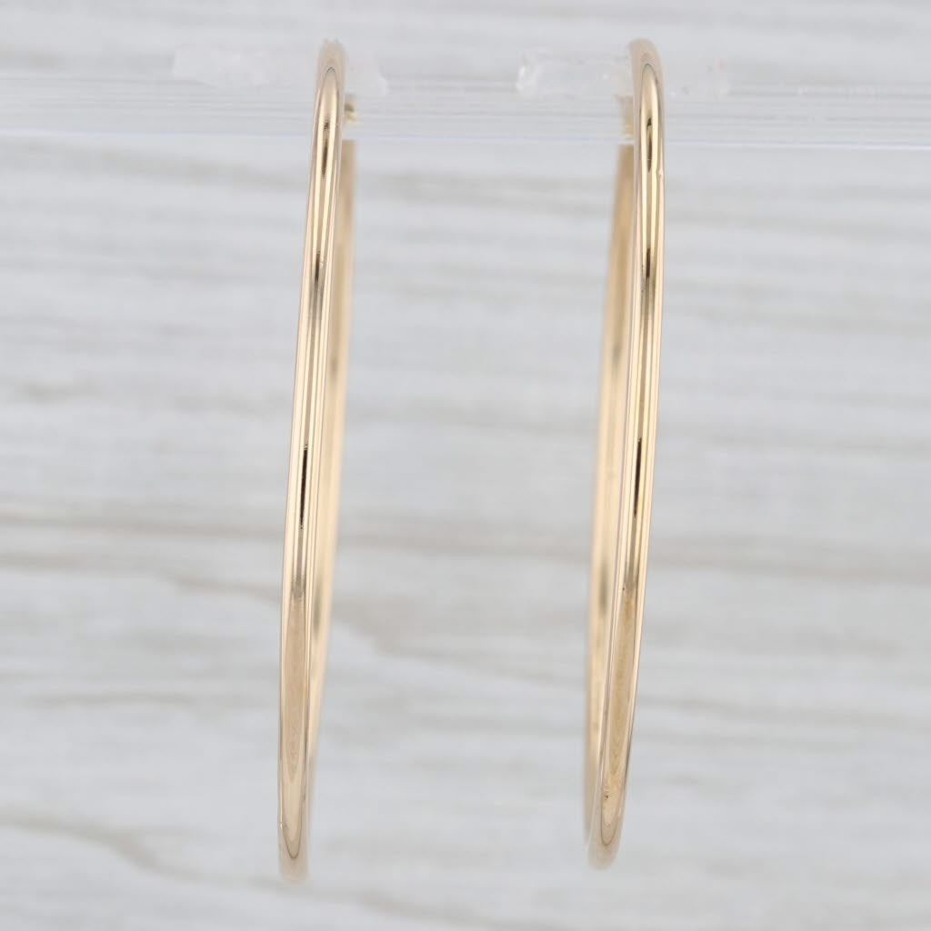 Light Gray Large Round Hoop Earrings 18k Yellow Gold Snap Top 54.1mm