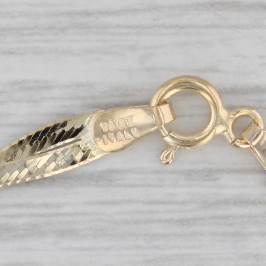 Gray Woven Herringbone Chain Bracelet 14k Yellow Gold 7" 3.4mm