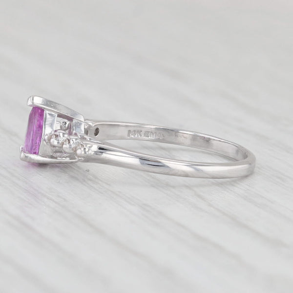 0.56ctw Pink Pear Sapphire Diamond Ring 14k White Gold Size 5.5