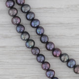 Dyed Black Cultured Pearl Strand Necklace 14k Yellow Gold Clasp 18" 4.5mm