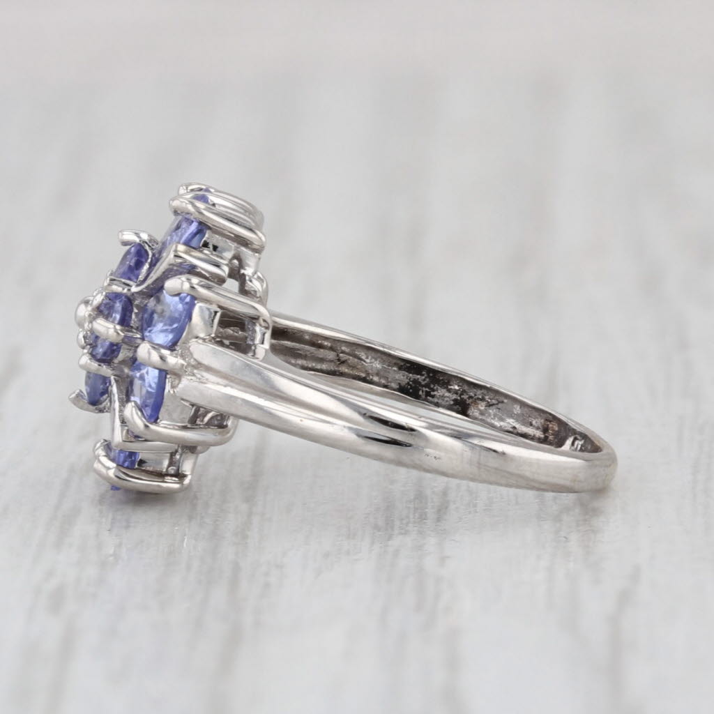 1.42ctw Tanzanite Flower Ring 14k White Gold Size 4.25