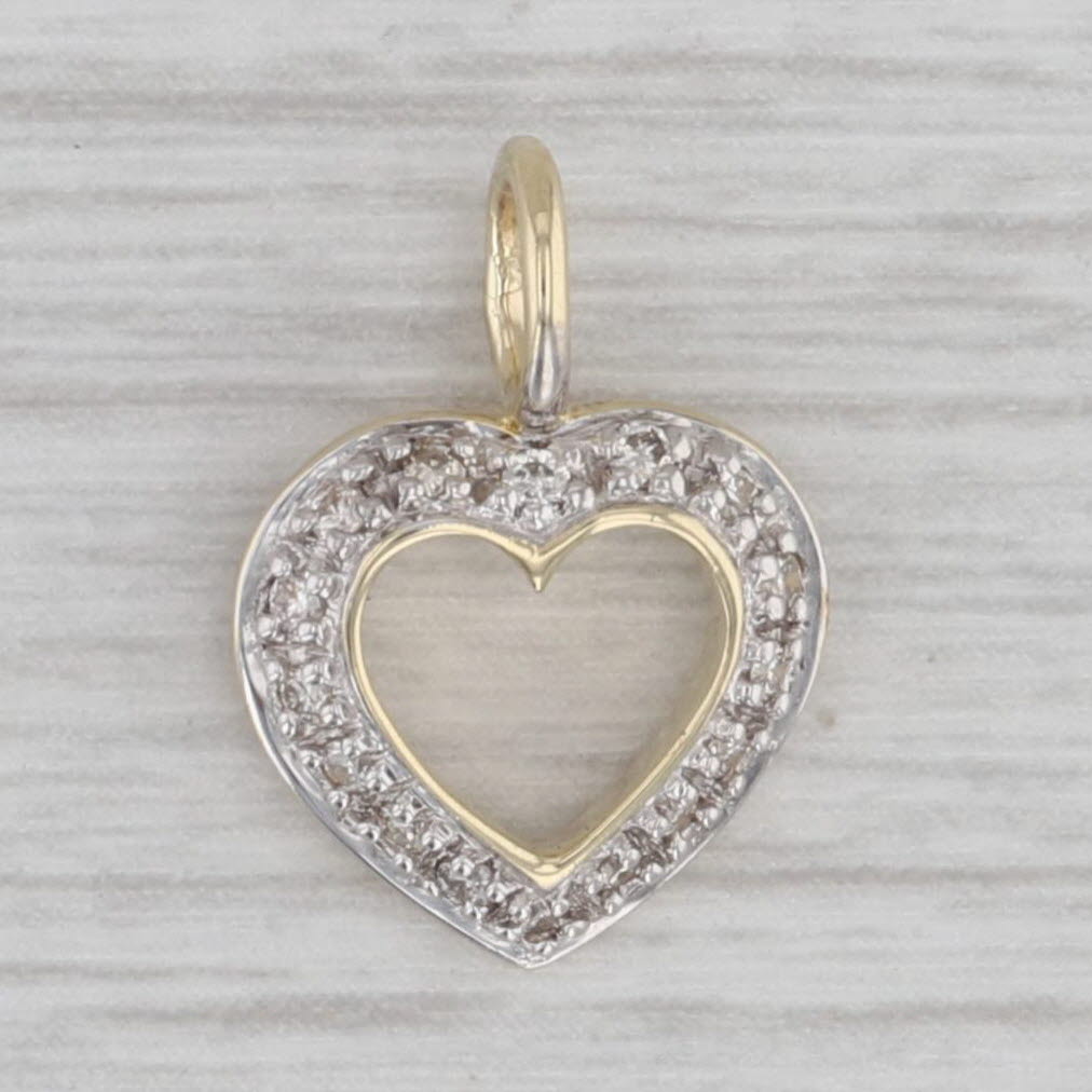 Gray Small 0.15ctw Diamond Open Heart Pendant 14k White Gold