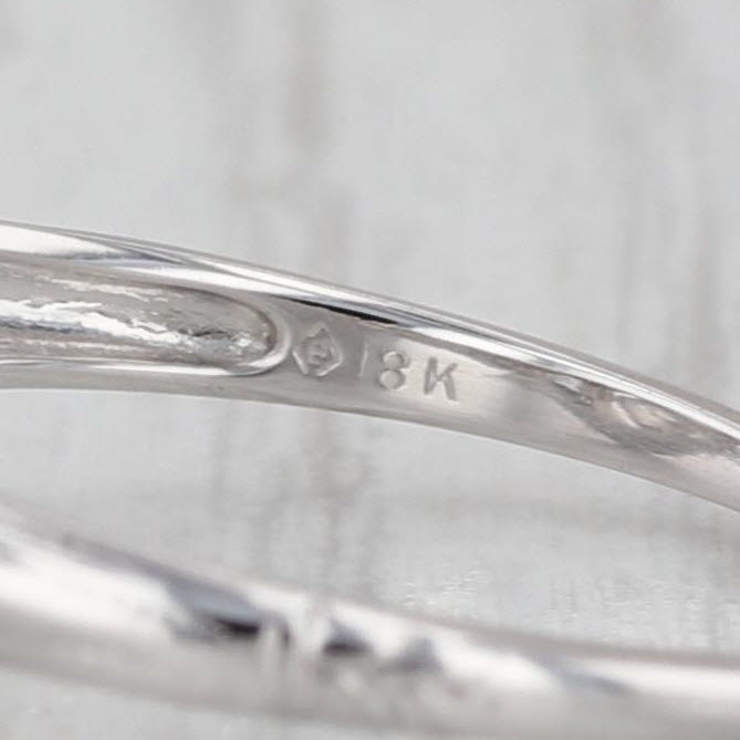 Art Deco Diamond Solitaire Ring 18k White Gold Filigree Size 7.5