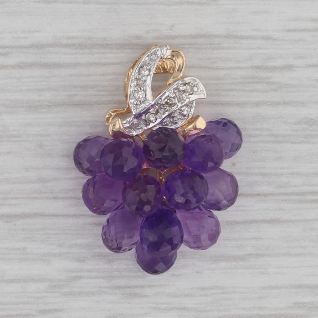 Gray Amethyst Briolette Cluster Grape Bunch Pendant 14k Gold