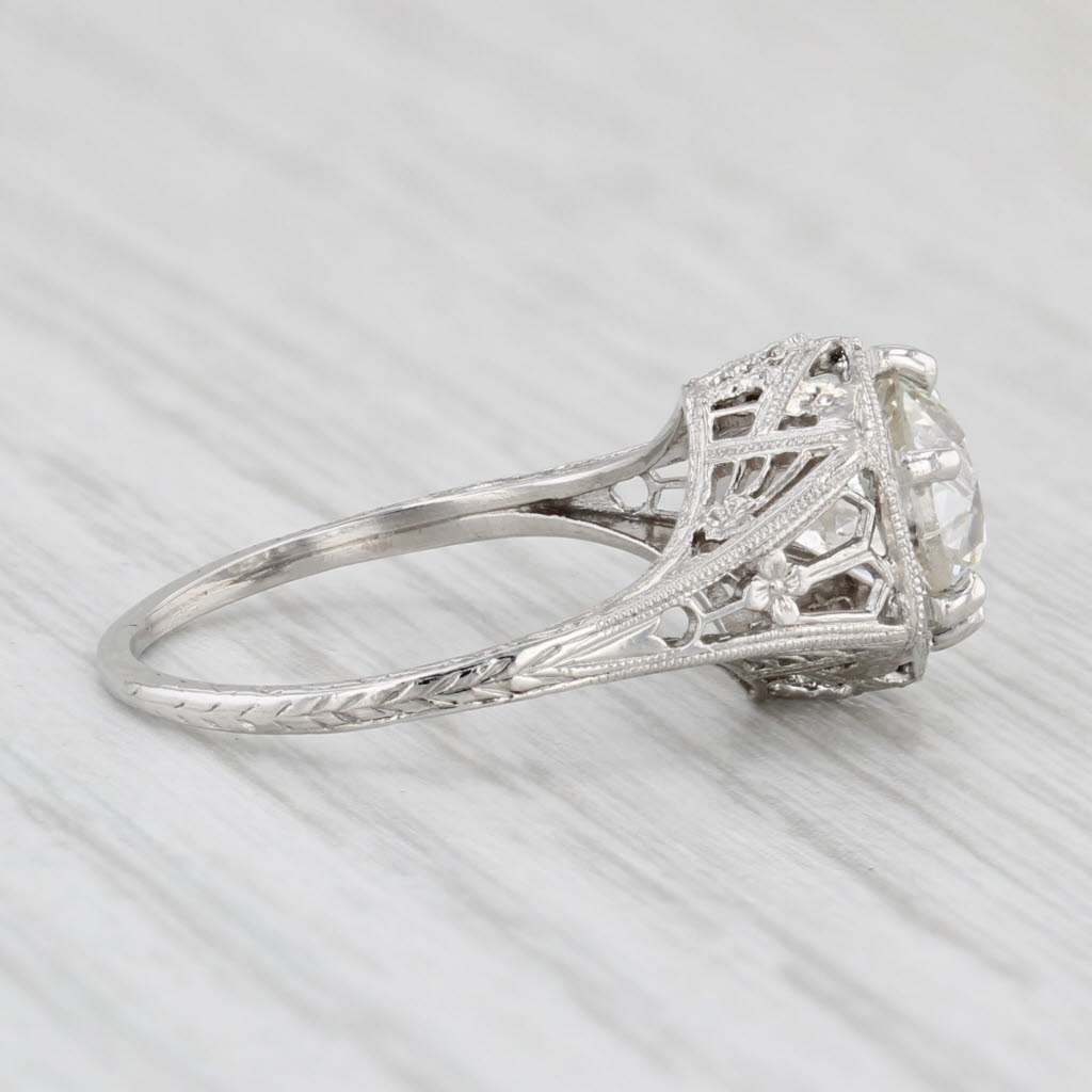 Light Gray Art Deco 1.31ct Diamond Solitaire Engagement Ring Platinum Size 4