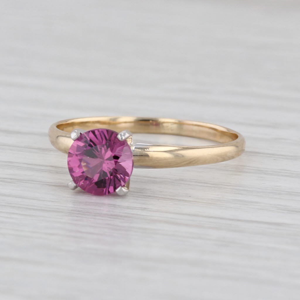 1.10ct Pinkish Purple Rhodolite Garnet Solitaire Ring 14k Yellow Gold Size 8