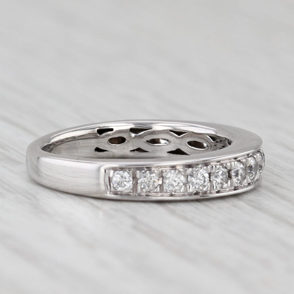 Light Gray 0.33ctw Diamond Wedding Band 14k White Gold Size 4.75 Stackable Anniversary Ring