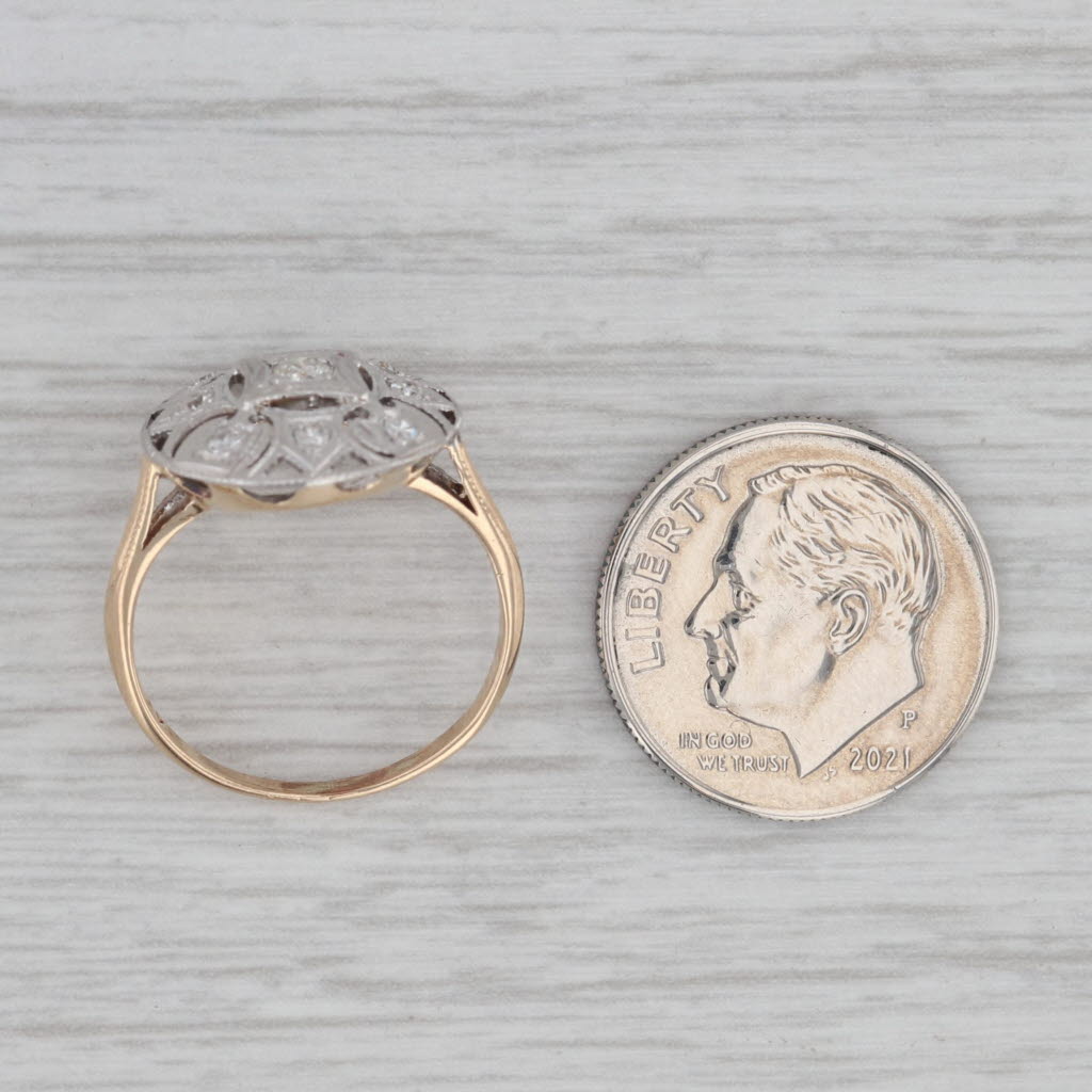 Gray Vintage 0.18ctw Diamond Ring 14k White Yellow Gold Size 5 Art Deco