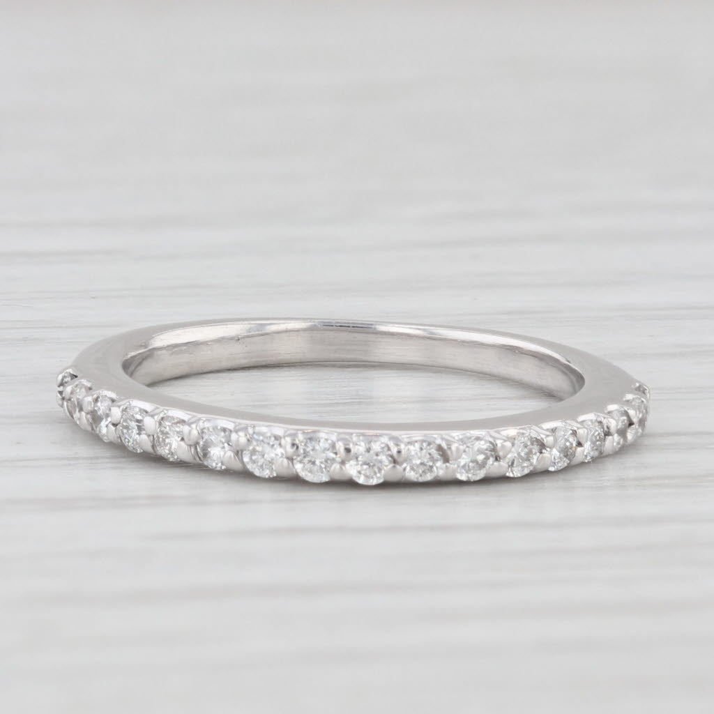 Light Gray 0.25ctw Diamond Wedding Band 14k White Gold Stackable Anniversary Ring Size 5