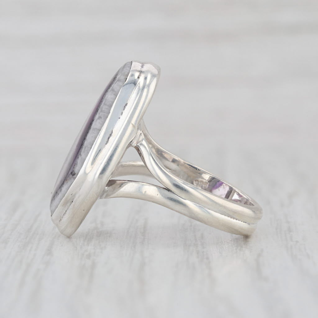 Quartz & Amethyst Statement Ring Sterling Silver Size 8.25