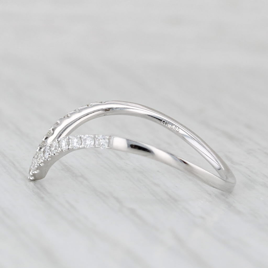 Light Gray New 0.19ctw Diamond Contoured V Wedding Band 14k Gold Stackable Anniversary Ring