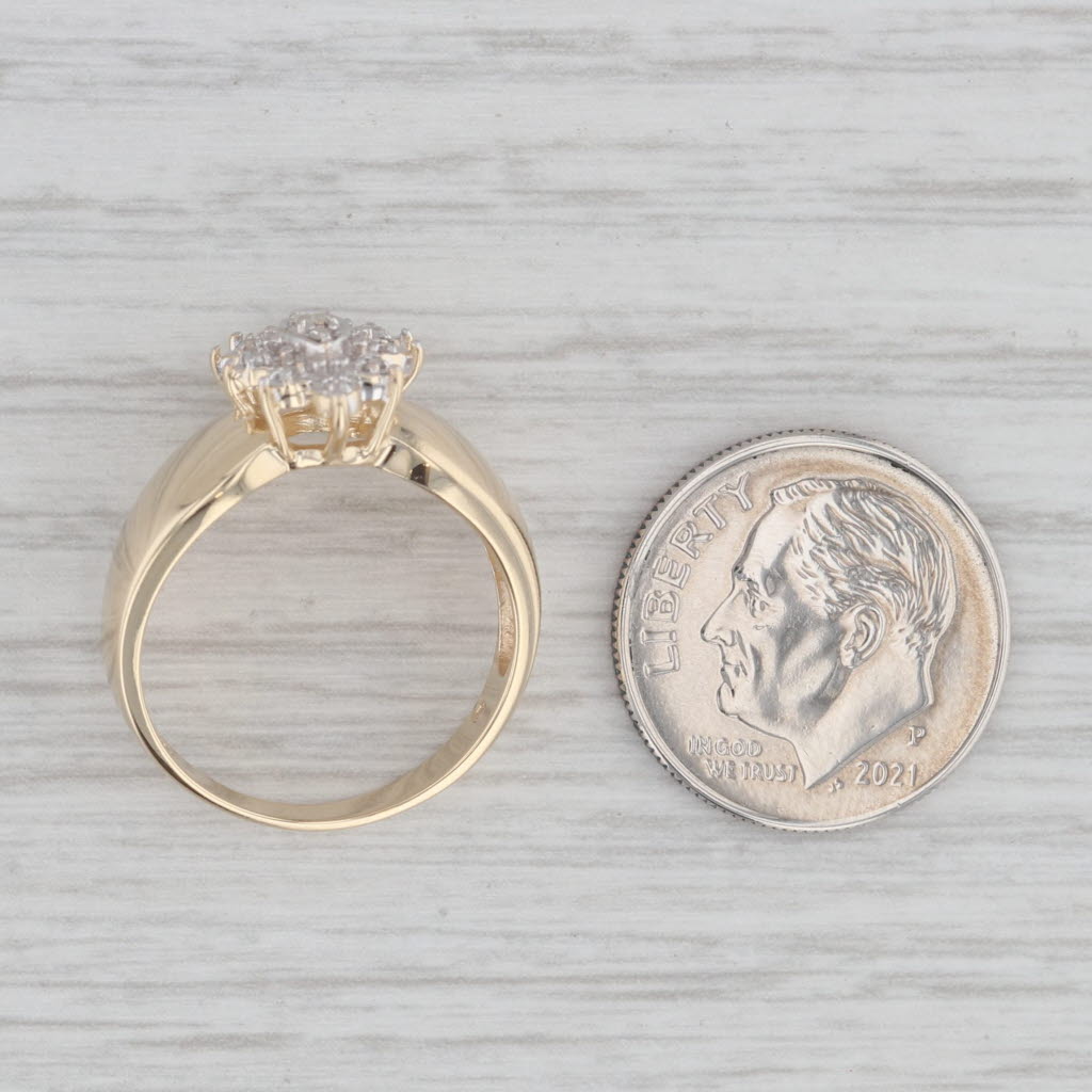 Gray Diamond Cluster Ring 10k Yellow Gold Size 5.75