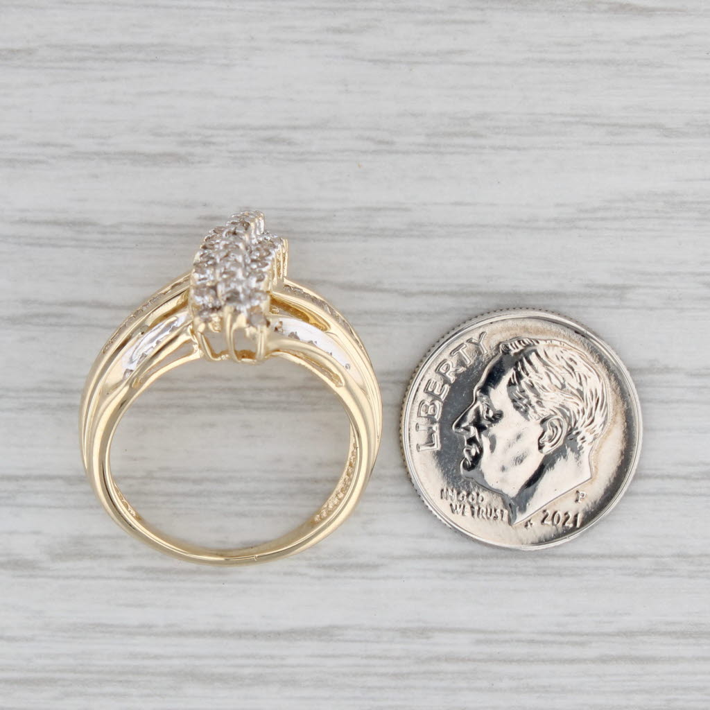 Gray 0.36ctw Diamond Cluster Bypass Ring 10k Yellow Gold Size 7