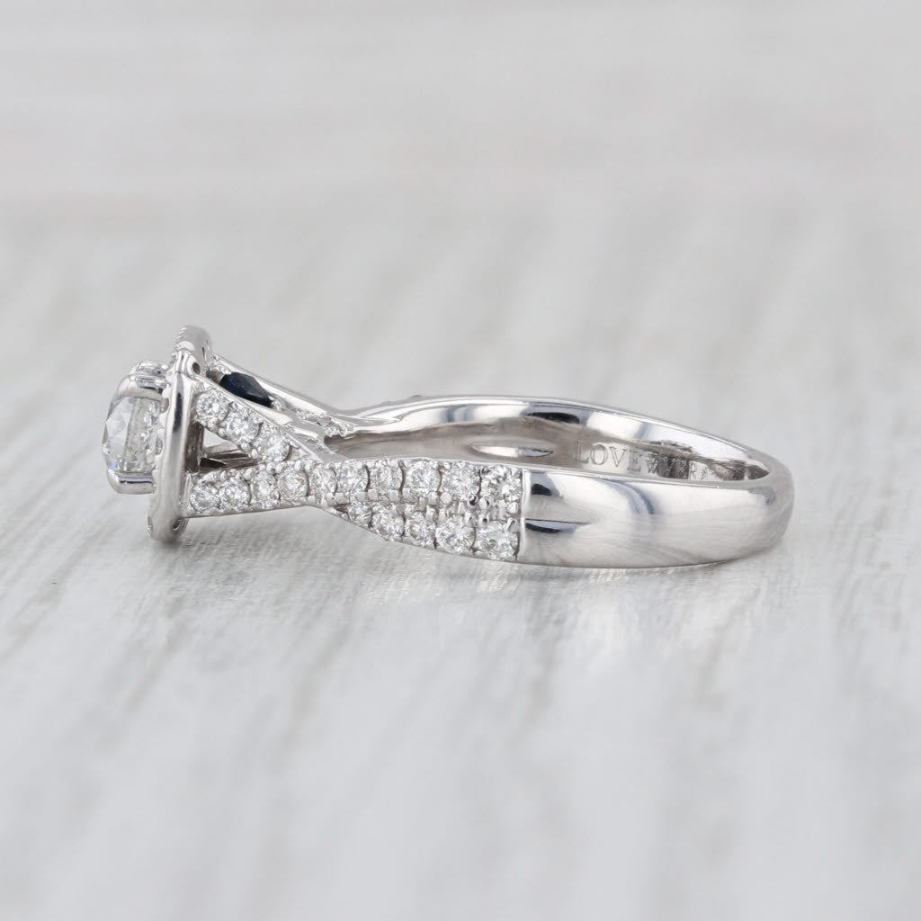Vera Wang 0.93ctw Diamond Halo Engagement Ring 14k White Gold Size 6.25