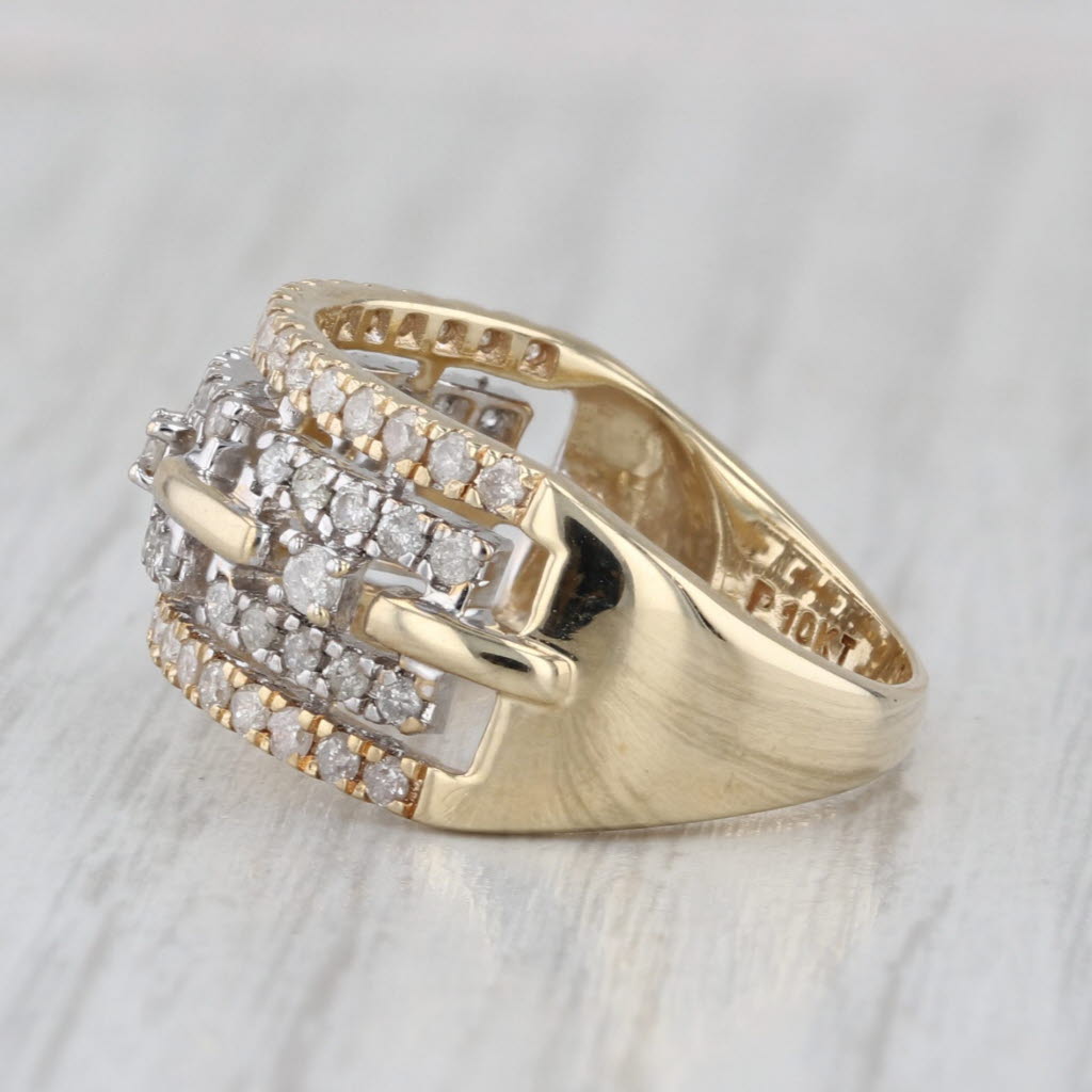 0.75ctw Diamond Chain Pattern Ring 10k Yellow Gold Size 7.75