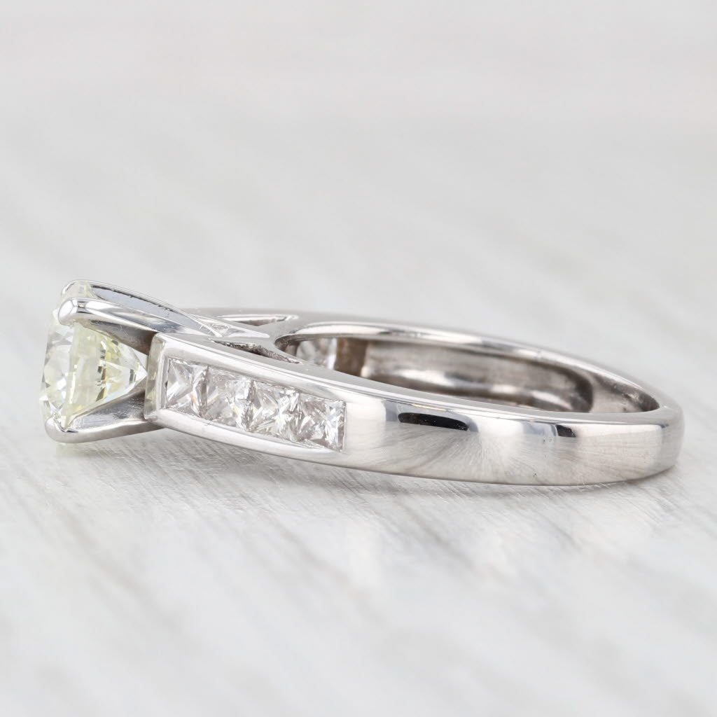 Light Gray 1.69ctw Round Diamond Engagement Ring 14k White Gold Size 5.5 Cathedral Band