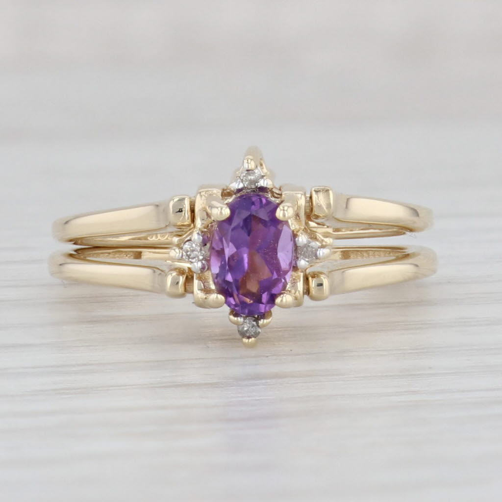 Light Gray 0.86ctw Citrine Amethyst Diamond Reversible Ring 14k Yellow Gold Size 7