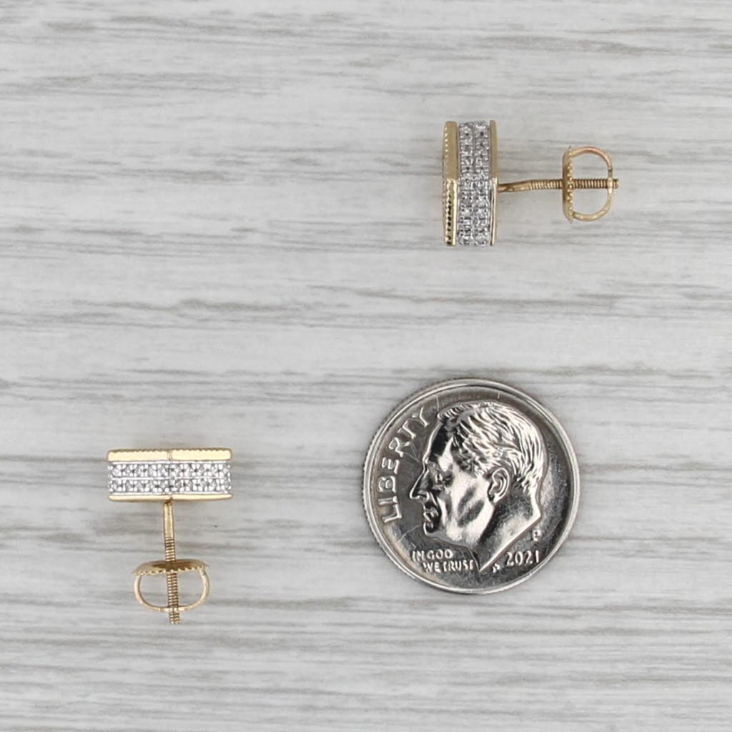 0.64ctw Diamond Cluster Halo Stud Earrings 10k Yellow Gold Screw Back Studs