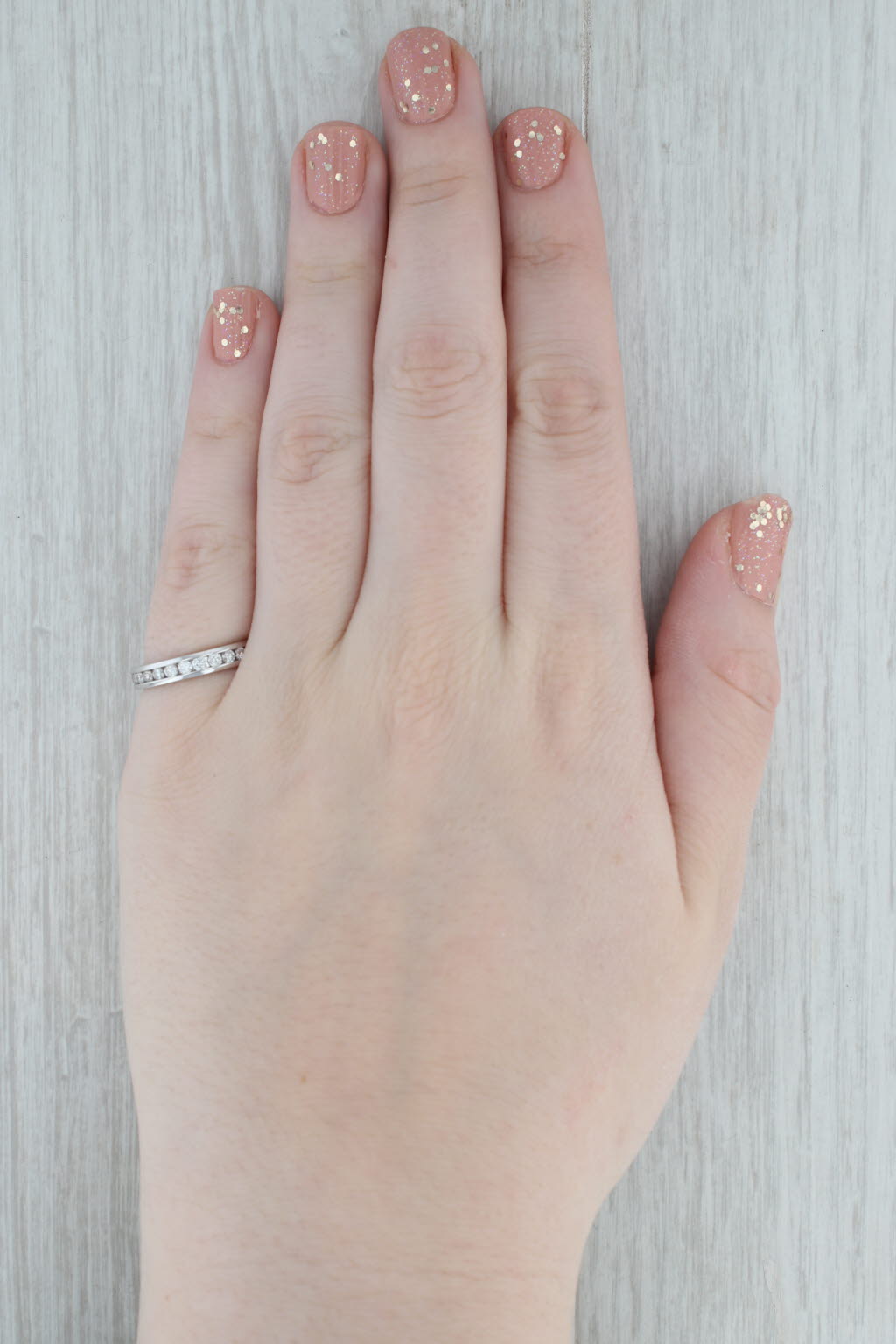 Gray 0.48ctw Diamond Wedding Band 10k White Gold Size 7 Stackable Anniversary Ring