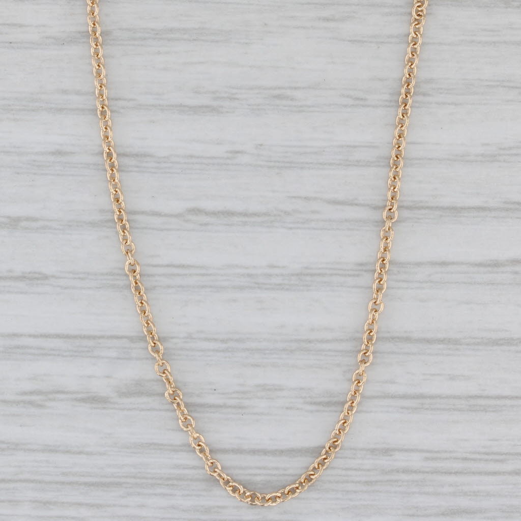 Gray Adjustable Cable Chain Necklace 14k Yellow Gold 16" 17" 18"
