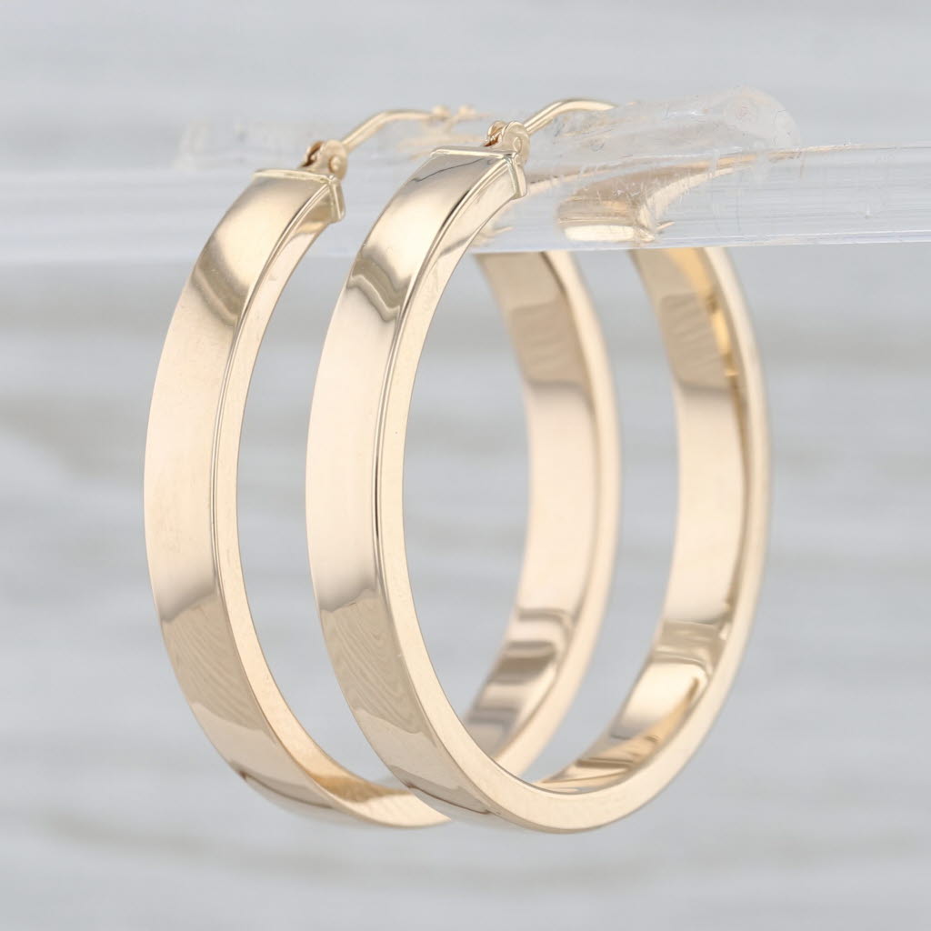 Round Hoop Earrings 14k Yellow Gold Snap Top Hoops 29 x 4mm