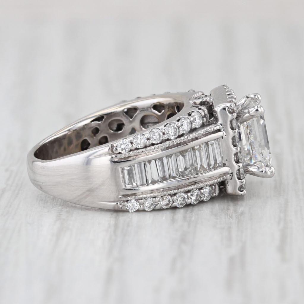 4.13ctw F VS1 IGI Lab Grown Diamond Halo Engagement Ring 14k White Gold